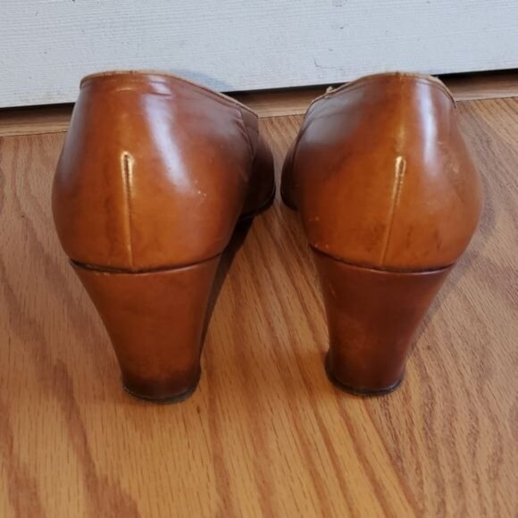 Vintage Delman Leather Heels Shoes Pumps Brown Women's WOMAN'S Size 9½ AA - Picture 5 of 13